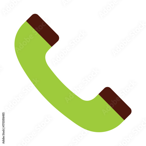 Simple phone receiver icon in a flat design. Green telephone handset symbol for call, contact, and communication.