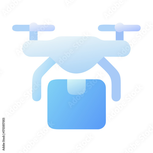 A blue drone carrying a package, , representing modern delivery services and technology