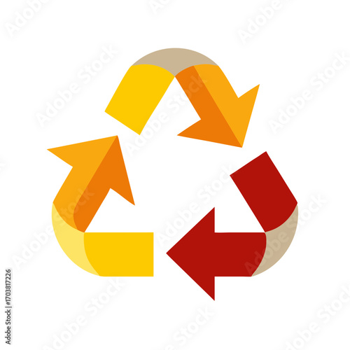 Wallpaper Mural Recycling symbol with three chasing arrows in yellow, orange, and red Torontodigital.ca