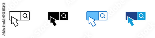 Cursor Search Multiple Style Icon Design Vector - Web search bar with cursor, symbolizing online search, typing query, or internet browsing