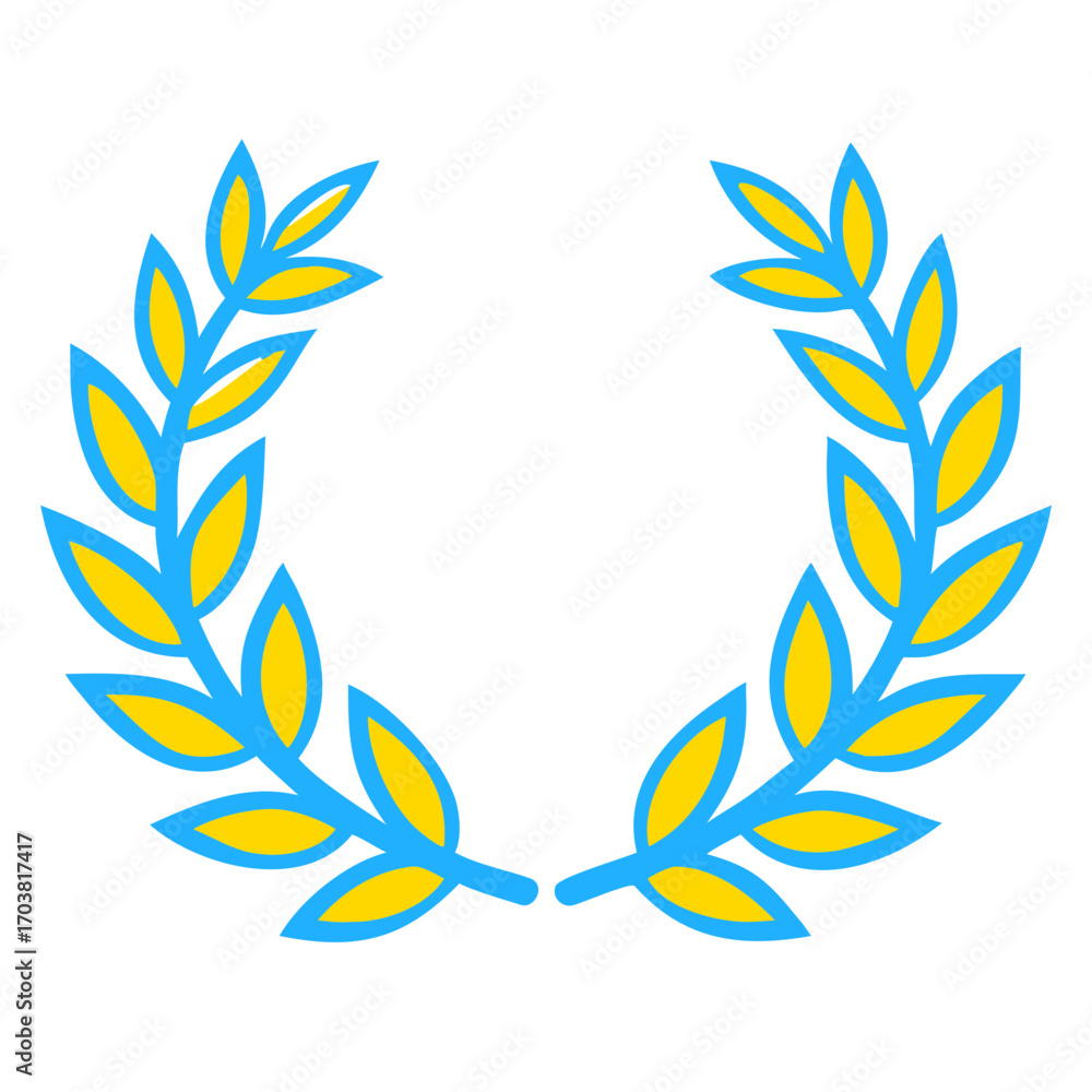 Obraz premium A blue and yellow laurel wreath, symbolizing victory, achievement, and honor