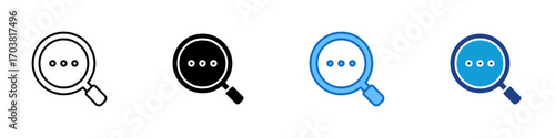 Search Dots Multiple Style Icon Design Vector - Magnifying glass with three dots, representing search, exploration, or ongoing process