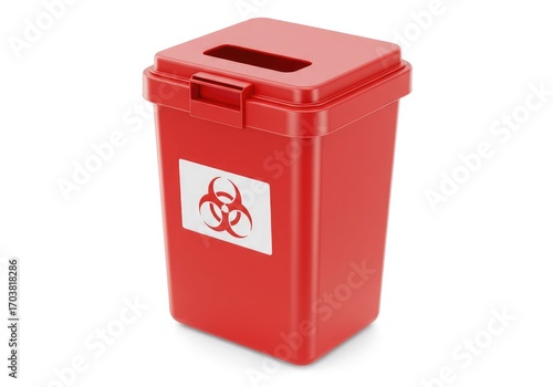 a sharps disposal container red plastic biohazard