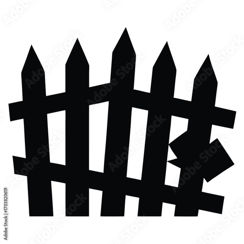 broken fence silhouette vector icon
