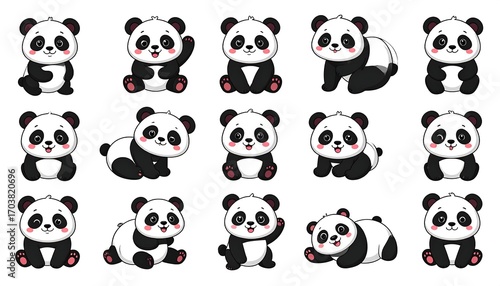Cute panda bear illustrations