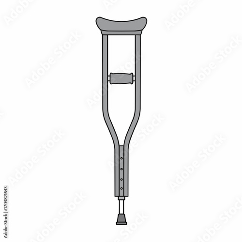 Detailed Illustration of a Single Crutch for Mobility Assistance