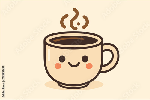 Happy coffee cup illustration A cheerful cartoon image of a warm beverage