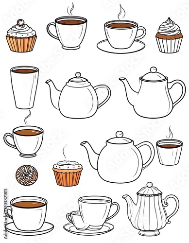 Cute tea time illustrations