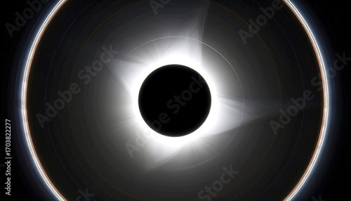 Abstract Warm Champagne Colored Light Fuzz on a Dark Canvas with Circular Concentric Patterns and Bright Rays