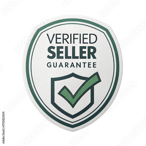 Secure Online Seller Guarantee Badge Emblem of Business Verification, Reliability, Product Quality Assurance, and Customer Trust for E-commerce Transactions