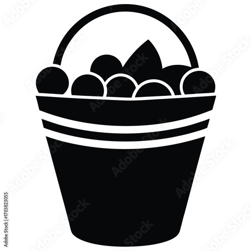 candy bucket overflowing vector icon