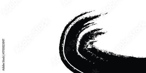 A black and white abstract background design features a swirl and wave pattern vector illustration