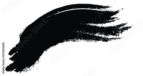 Black ink brush stroke illustration of a girl's silhouette or woman's footprint symbol design