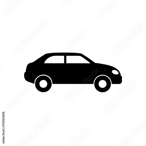 Silhouette of a generic black car design on transparent background