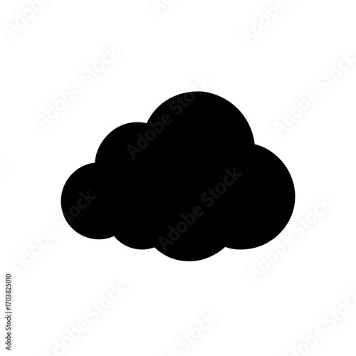 Illustration of a dark cloud on white page on transparent background silhouette