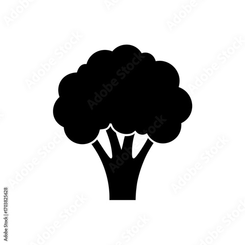 Silhouette of a broccoli on white background on transparent background