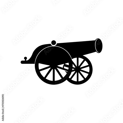 Silhouette of a cannon on a white background on transparent background