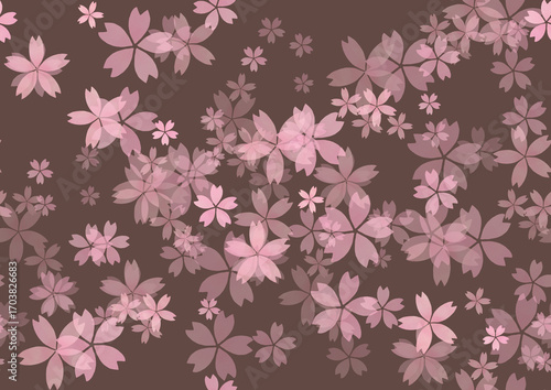 落ち着いた色の桜の花。シームレス背景、壁紙。