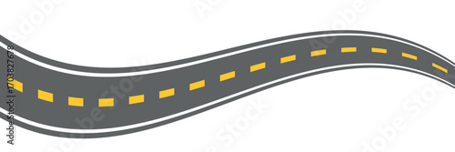 Top view winding road concept. Curve highway lane or wavy race track. Turning street road route. Town or city pavement asphalt path turn. Wiggly roadway drive stripe element. Vector illustration