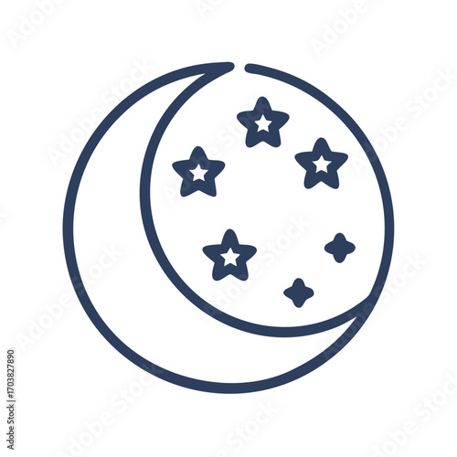 Crescent Moon and Stars Icon