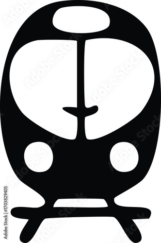 Simple Line Drawing Train Front View Public Transportation Icon