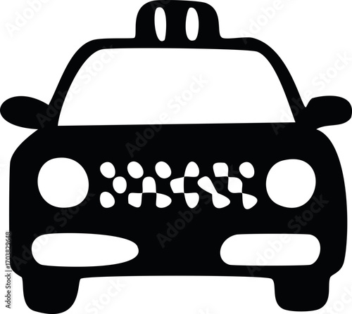 Simple Black and White Taxi Cab Car Transportation Symbol Icon