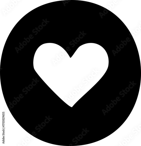 Simple Flat Style Heart Inside Circle Shape Design Element Icon