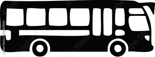 Simple Black Silhouette of City Public Transport Bus Icon