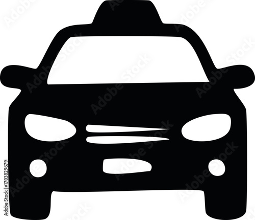 Simple Flat Black Taxi Cab Symbol Icon Transportation Element