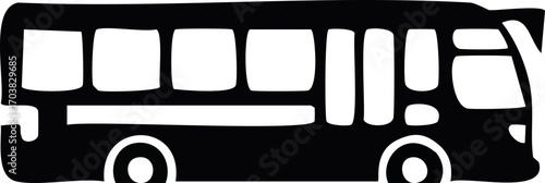 Simple Black and White Bus Silhouette Vehicle Transport Icon Graphic