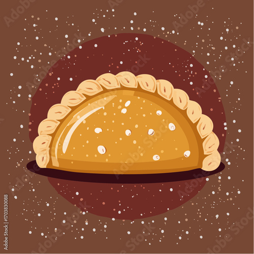 Delicious empanada illustration for food blog or restaurant menu design, a tasty treat