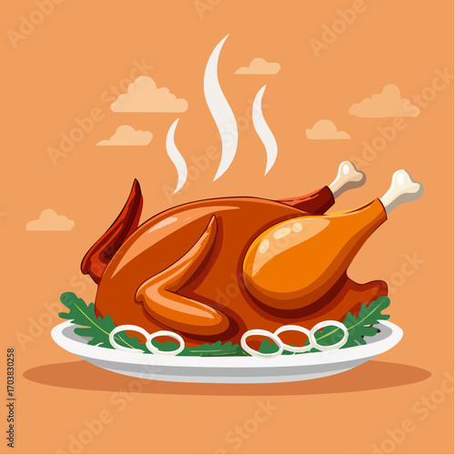 Delicious roasted turkey dinner for festive Thanksgiving celebration, perfect holiday meal graphic