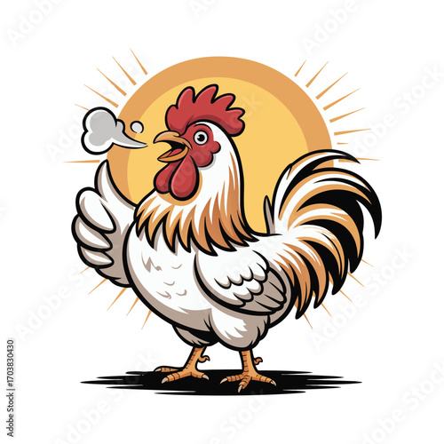 Rooster stock illustration on a background. decoration, logo.