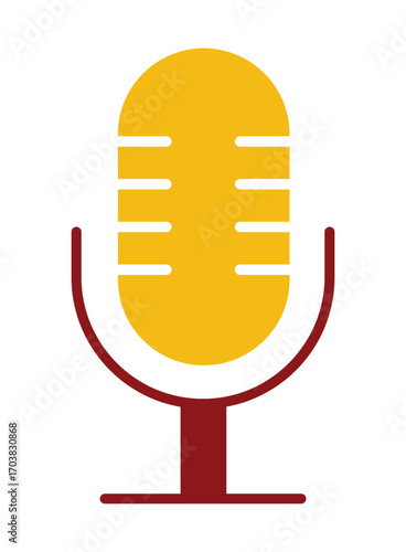 Classic studio microphone icon, a symbol of podcasting, broadcasting, and recording.