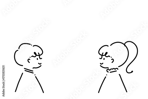 笑顔で向かい合う男の子と女の子