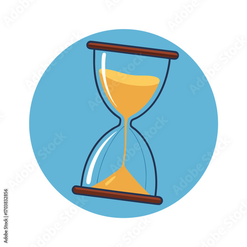 Hourglass sand timer with yellow sand falling measurement