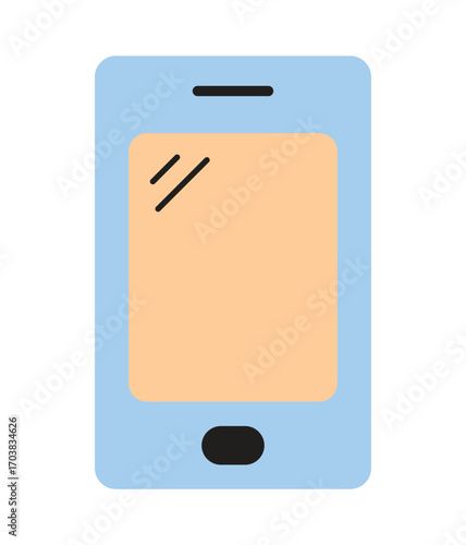 Simple blue smartphone icon in a flat design style. Minimalist mobile phone graphic for technology or app concepts.