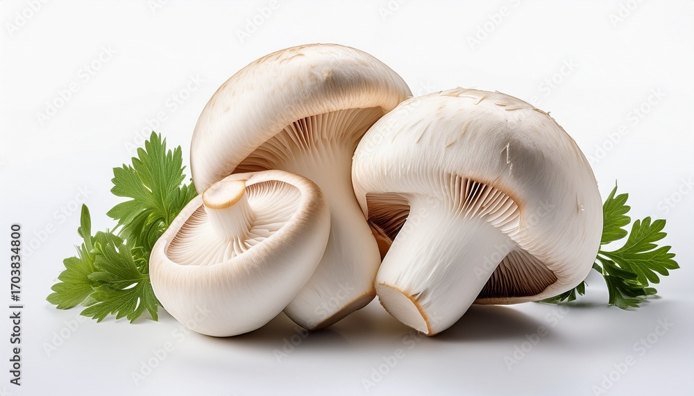 Fototapeta premium Fresh And Natural White Mushroom Isolated On White Background