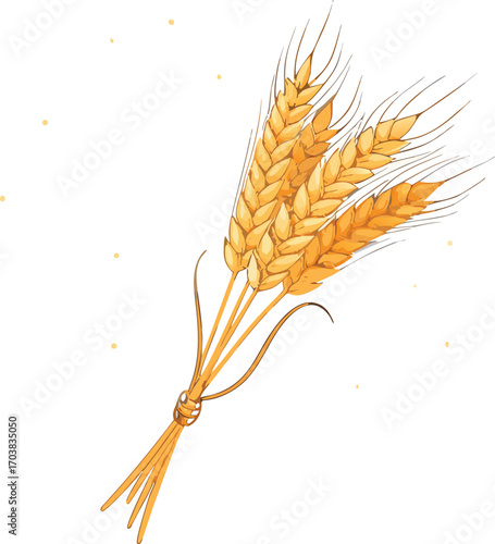 Golden wheat stalks tied together grain yellow