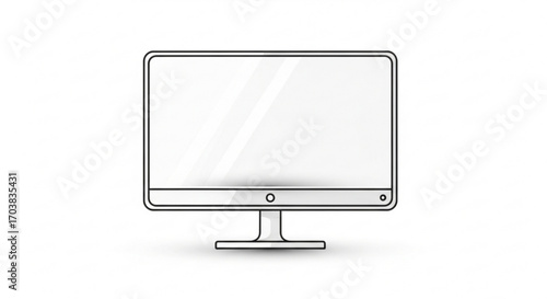 Sleek modern computer monitor with reflective screen and clean minimalist design, perfect for tech presentations and digital workspaces, conveying innovation and clarity.