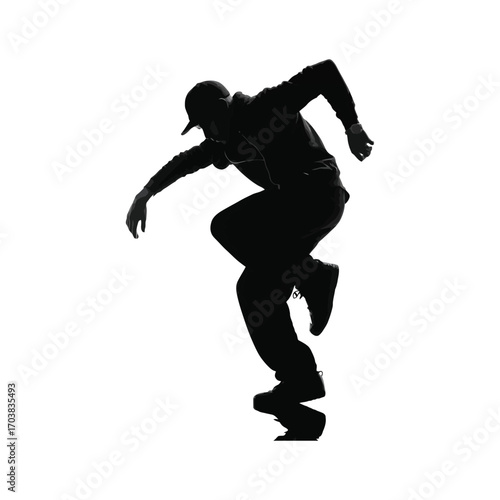 Dynamic Hip Hop Dancer Silhouette Illustration Expressing Energy and Urban Style