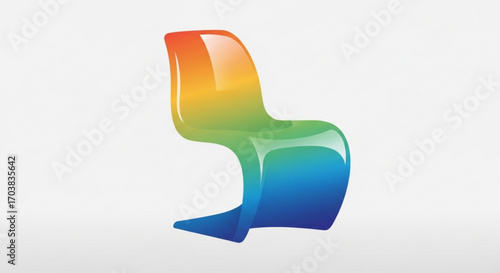 Vibrant, modern, flowing chair design with a striking rainbow gradient, perfect for contemporary interior decor and creative branding projects seeking a splash of dynamic color and sleek style.