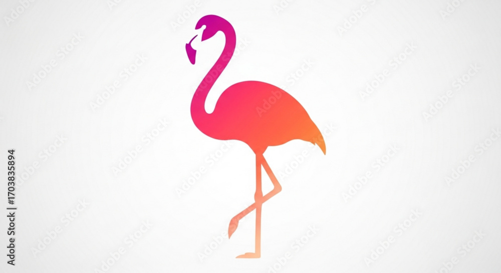 Fototapeta premium Vibrant gradient flamingo silhouette gracefully poised, exuding tropical elegance and exotic charm for your next design project.