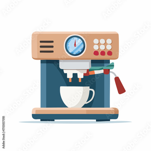 Espresso Machine Illustration: A modern espresso machine, ready to craft the perfect cup of coffee, with a clean and inviting aesthetic.