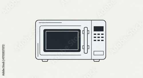 Sleek modern microwave oven illustration, perfect for kitchen design, appliance concepts, and technology showcases, offering a clean aesthetic for commercial use.