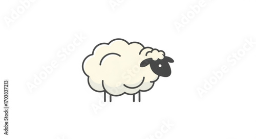 Adorable cartoon sheep illustration, a charming and friendly farm animal ready to add a touch of whimsy to your projects, perfect for children's themes and agricultural content
