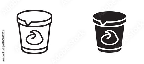 Yogurt container Icons in solid and liner versions.