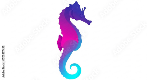 Vibrant gradient seahorse with flowing tail captures marine beauty and oceanic wonder, perfect for aquatic themes and underwater adventures