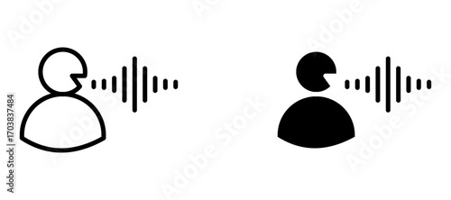 Voice sound command Icons in solid and liner versions.