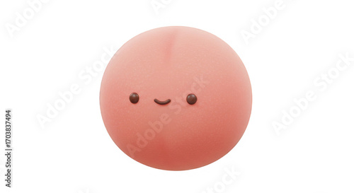 Cute Peach Character with Smiling Face Isolated on Transparent Background